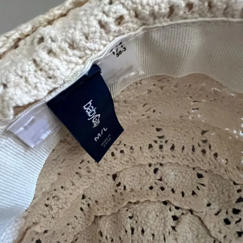 Baby GAP Girls Shimmer  Crochet Fedora Summer Hat Off White M/L